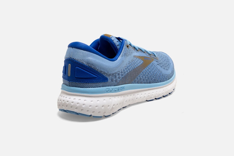 Brooks Glycerin 18 Road Running Shoes Womens - Blue/Gold - RUJQS-3129